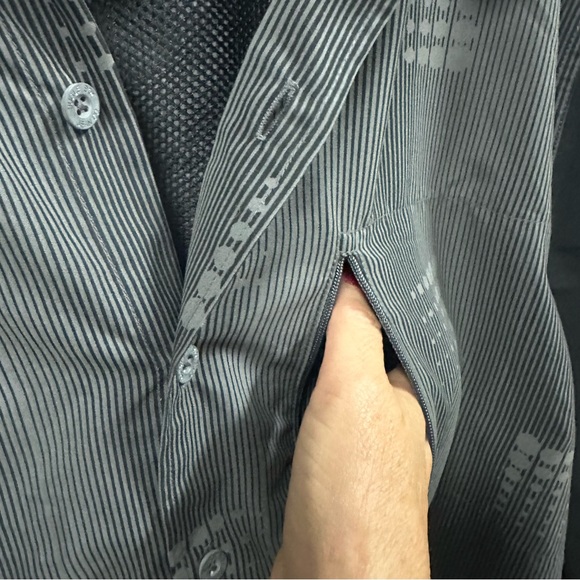 Y2K Bugle Boy Geometric Button Up Zip Pocket Vented Long Sleeve Shirt Mens M - Picture 4 of 9